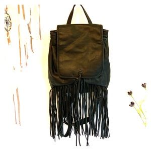 Mossimo Leather Fringe Backpack Purse